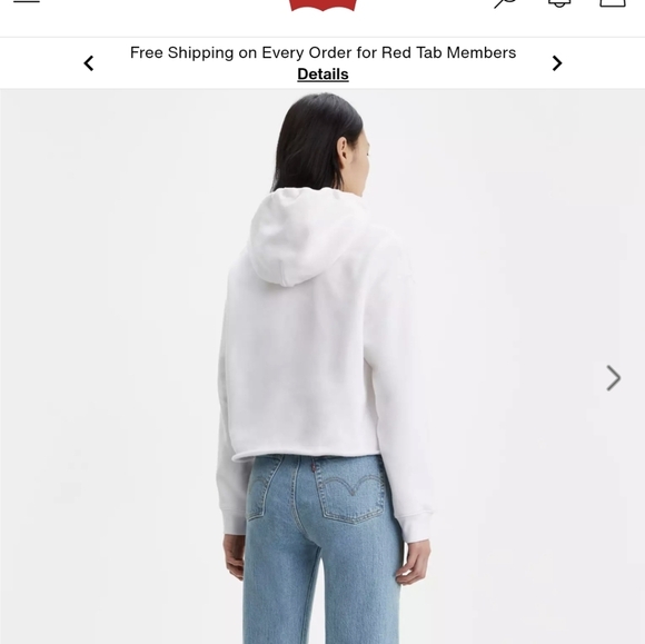 Levi's Two Horse Raw Cut Hem Hoodie White Women's M - Picture 7 of 8